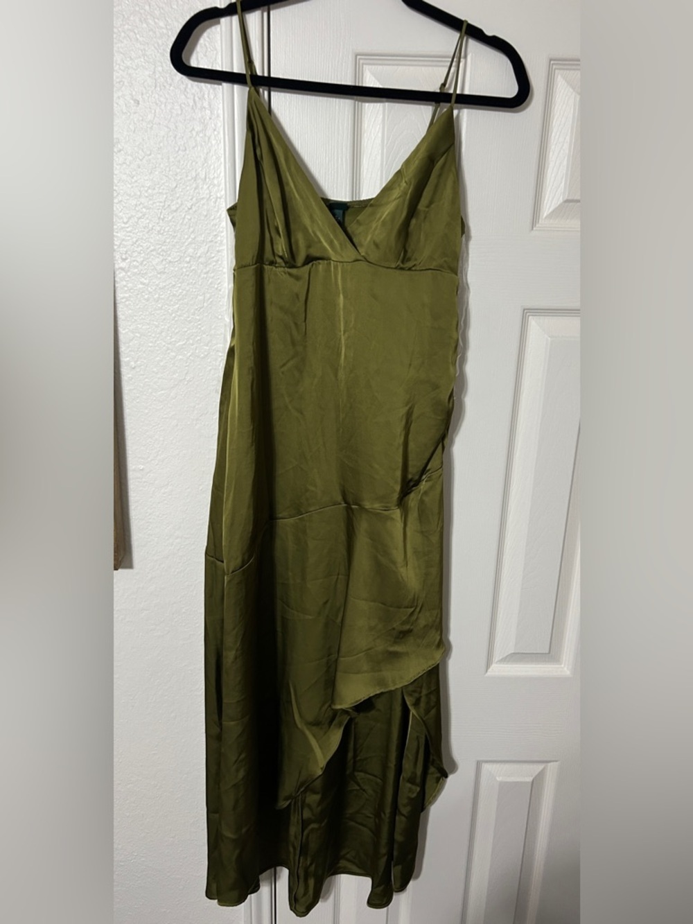 wild fable Olive Green High-Low Slip Dress - Picture 2 of 3